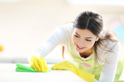 Cleaner protecting furniture and surroundings during a Balham carpet cleaning service